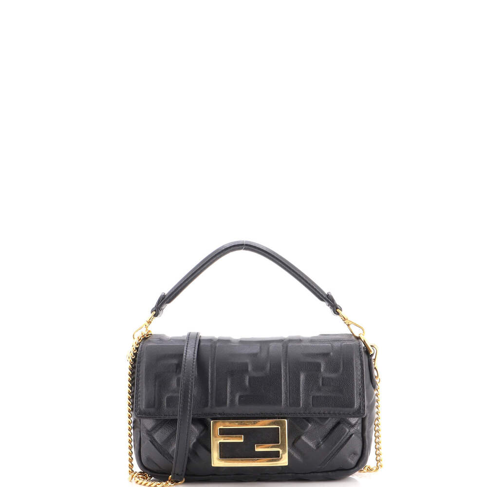 Fendi Mini Baguette NM Bag Zucca Embossed Leather